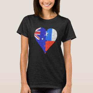 T-shirt Coeur du drapeau australien chilien