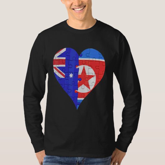 T-shirt Coeur du drapeau australien nord-coréen (Devant)