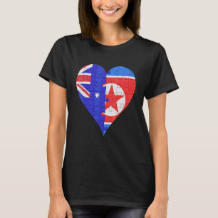 T-shirt Coeur du drapeau australien nord-coréen