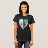 T-shirt Coeur du drapeau bahaméen mexicain (Devant entier)