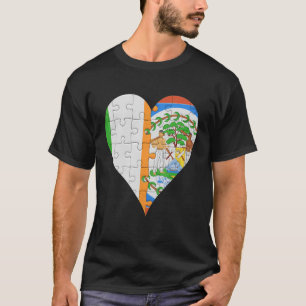 T-shirt Coeur du drapeau bélizien irlandais