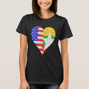T-shirt Coeur du drapeau birman américain