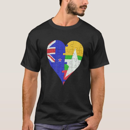 T-shirt Coeur du drapeau birman néo-zélandais (Devant)