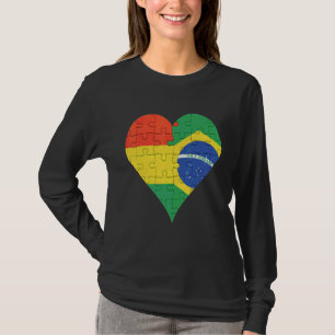 T-shirt Coeur du drapeau bolivien brésilien