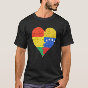 T-shirt Coeur du drapeau bolivien vénézuélien
