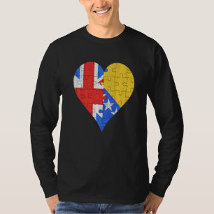 T-shirt Coeur du drapeau bosnien britannique