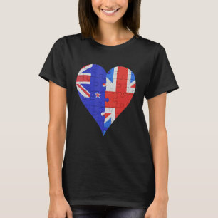 T-shirt Coeur du drapeau britannique néo-zélandais