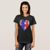 T-shirt Coeur du drapeau britannique néo-zélandais (Devant entier)