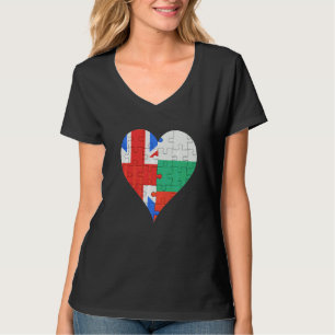 T-shirt Coeur du drapeau bulgare britannique