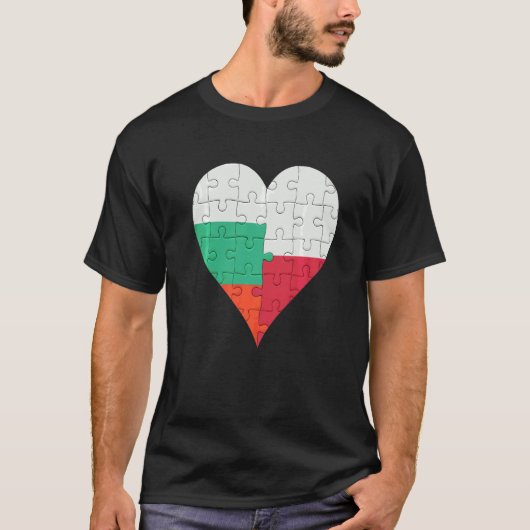 T-shirt Coeur du drapeau bulgare polonais (Devant)
