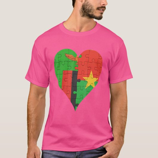 T-shirt Coeur du drapeau burkinabé zambien (Devant)