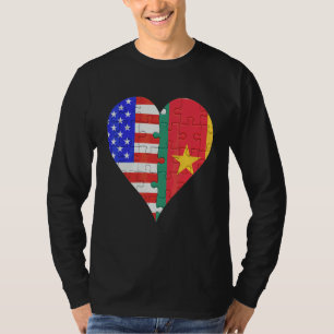 T-shirt Coeur du drapeau camerounais américain