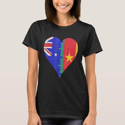 T-shirt Coeur du drapeau camerounais australien (Devant)