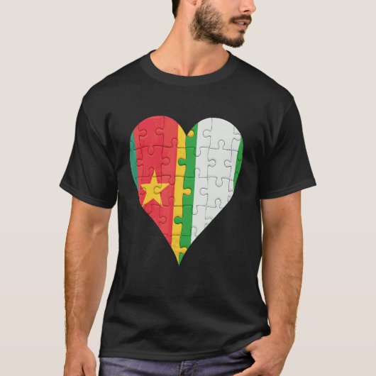 T-shirt Coeur du drapeau camerounais nigérian (Devant)
