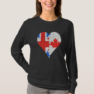 T-shirt Coeur du drapeau canadien britannique