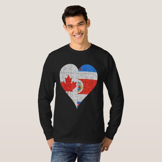 T-shirt Coeur du drapeau canadien du Costa Rica (Devant entier)