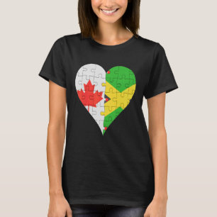 T-shirt Coeur du drapeau canadien jamaïcain