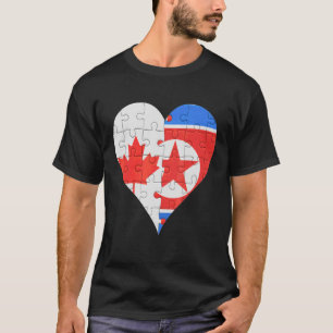 T-shirt Coeur du drapeau canadien nord-coréen