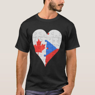 T-shirt Coeur du drapeau canadien tchèque
