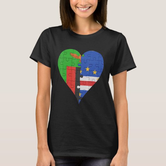 T-shirt Coeur du drapeau cap verdien zambien (Devant)