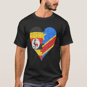 T-shirt Coeur du drapeau congolais ougandais