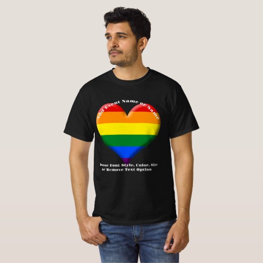 T-shirt Coeur du drapeau de fierté (Devant entier)
