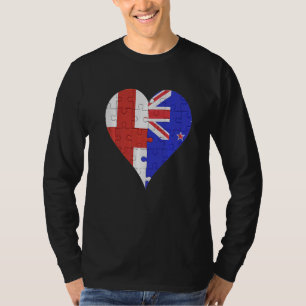 T-shirt Coeur du drapeau de la Nouvelle-Zélande anglaise