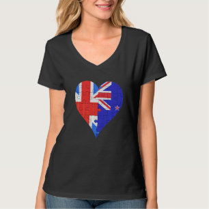 T-shirt Coeur du drapeau de la Nouvelle-Zélande britanniqu