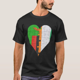 T-shirt Coeur du drapeau de la Zambie