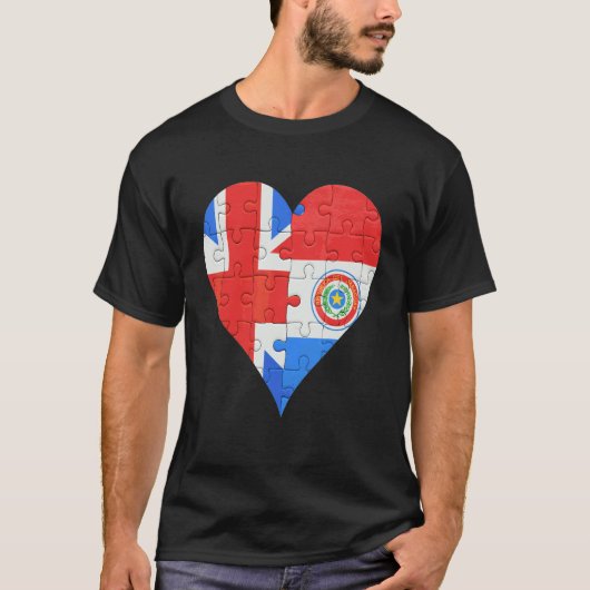 T-shirt Coeur du drapeau du Paraguay britannique (Devant)