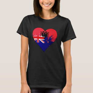T-shirt Coeur du drapeau du patrimoine albanais et néo-zél