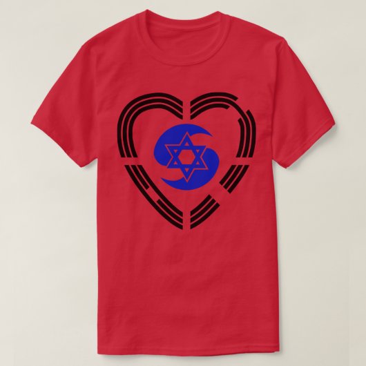 T-shirt Coeur du drapeau du Patriote Multinational Israéli (Design devant)