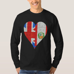 T-shirt Coeur du drapeau du Pérou britannique