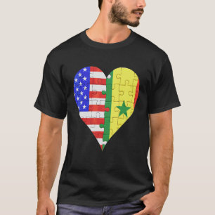 T-shirt Coeur du drapeau du Sénégal américain
