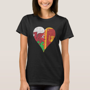 T-shirt Coeur du drapeau du Sri Lanka gallois