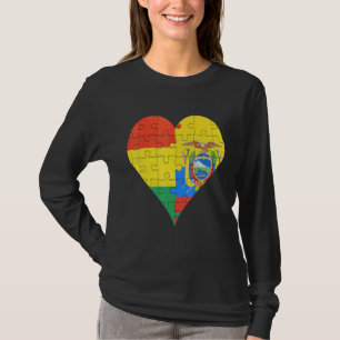 T-shirt Coeur du drapeau équatorien bolivien