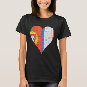 T-shirt Coeur du drapeau français portugais