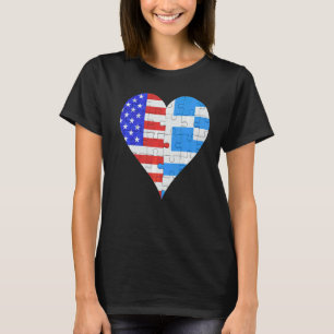 T-shirt Coeur du drapeau grec américain