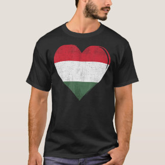 T-shirt Coeur du drapeau hongrois vintage