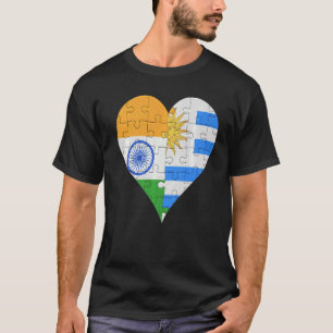 T-shirt Coeur du drapeau indien d'Uraguyan