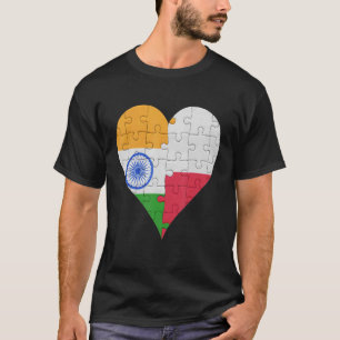 T-shirt Coeur du drapeau indien polonais