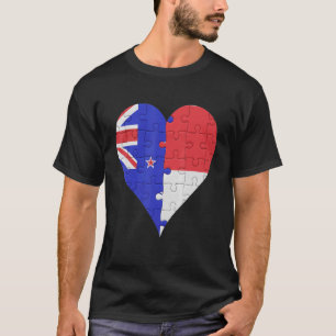 T-shirt Coeur du drapeau indonésien néo-zélandais