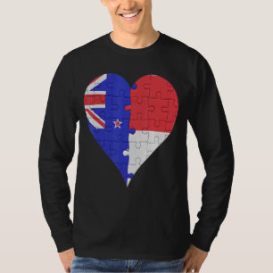 T-shirt Coeur du drapeau indonésien néo-zélandais