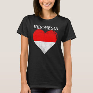 T-shirt Coeur du drapeau indonésien vintage pour l'Indonés