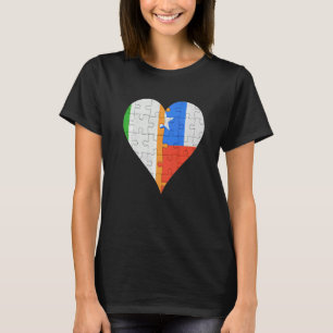 T-shirt Coeur du drapeau irlandais chilien