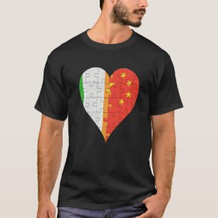 T-shirt Coeur du drapeau irlandais chinois