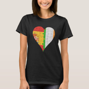 T-shirt Coeur du drapeau irlandais espagnol