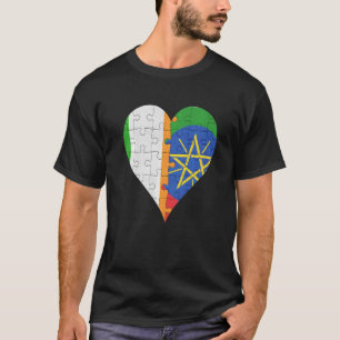 T-shirt Coeur du drapeau irlandais éthiopien