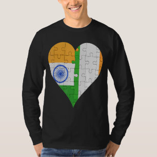 T-shirt Coeur du drapeau irlandais indien