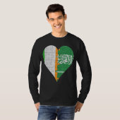 T-shirt Coeur du drapeau irlandais saoudien (Devant entier)